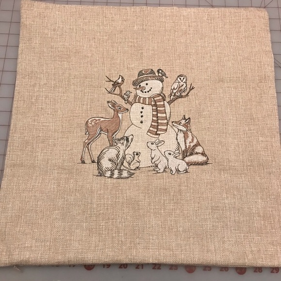 Sold!! Last one! NWT Winter Woodland embroidered pillow cover w/ snowman - Picture 6 of 6